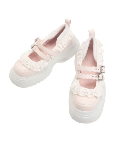 merry jenny（メリージェニー）の「frill mary jane metal sneakers（スニーカー・レディース・ブラック/オフホワイト/ピンク・LARGE/MEDIUM/SMALL）」の12枚目の写真