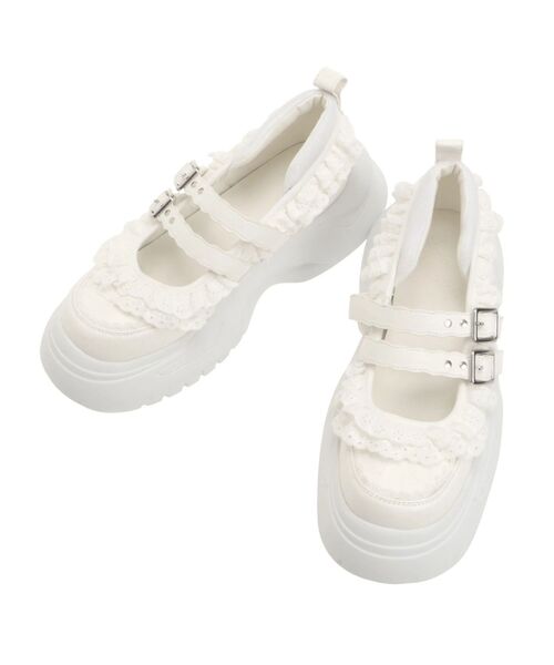merry jenny（メリージェニー）の「frill mary jane metal sneakers（スニーカー・レディース・ブラック/オフホワイト/ピンク・LARGE/MEDIUM/SMALL）」の13枚目の写真