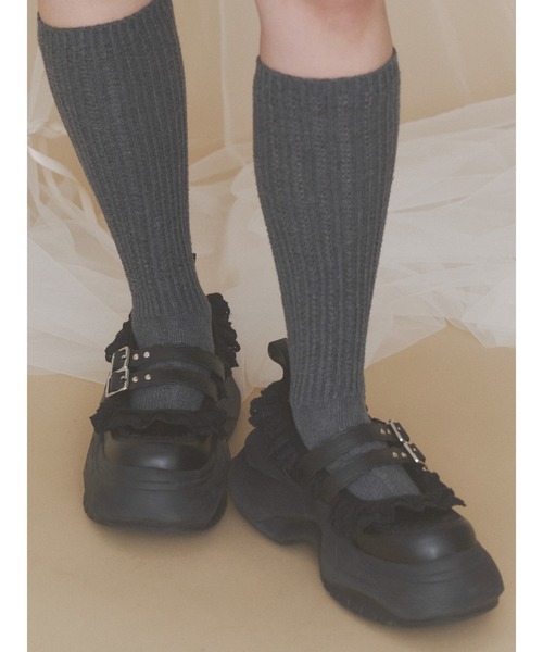merry jenny(メリージェニー)の「frill mary jane metal sneakers(スニーカー・レディース・ブラック/オフホワイト/ピンク・LARGE/MEDIUM/SMALL)」の4枚目の写真