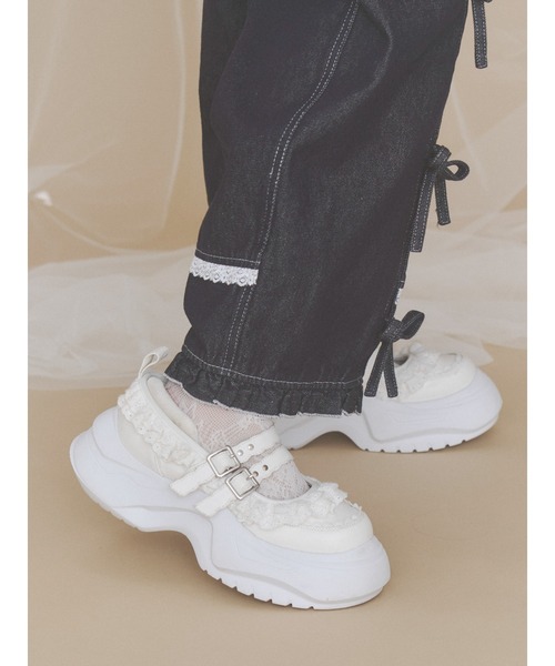 merry jenny(メリージェニー)の「frill mary jane metal sneakers(スニーカー・レディース・ブラック/オフホワイト/ピンク・LARGE/MEDIUM/SMALL)」の8枚目の写真