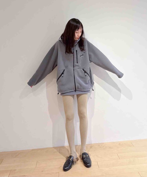 HOLIDAY(ホリデイ)の「CLASSIC FLEECE ZIP UP JACKET クラシックフリースジップアップジャケット(ブルゾン・レディース・ブラック/グレー・ONE SIZE)」の11枚目の写真