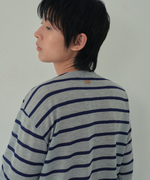 WEDNESDAY OASIS(ウェンズデーオアシス)の「ボンダイストライプロングスリーブTシャツ_MELANGE GRAY(WB6TP24)(Tシャツ/カットソー・メンズ・ライトグレー・FREE)」の4枚目の写真