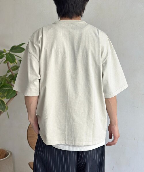 CPCM(シーピーシーエム)の「ベーシックカラーピグメントヘンリーT(Tシャツ/カットソー・メンズ・ブラック/ホワイト/ネイビー・MEDIUM/LARGE)」の8枚目の写真