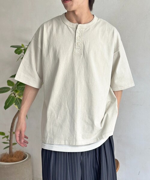 CPCM(シーピーシーエム)の「ベーシックカラーピグメントヘンリーT(Tシャツ/カットソー・メンズ・ブラック/ホワイト/ネイビー・MEDIUM/LARGE)」の10枚目の写真