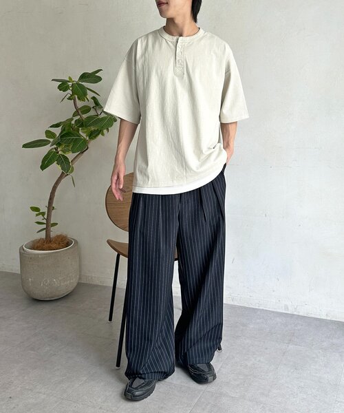 CPCM(シーピーシーエム)の「ベーシックカラーピグメントヘンリーT(Tシャツ/カットソー・メンズ・ブラック/ホワイト/ネイビー・MEDIUM/LARGE)」の11枚目の写真