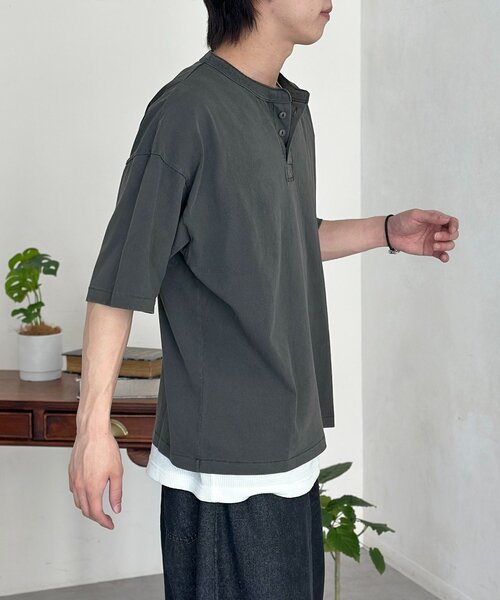 CPCM(シーピーシーエム)の「ベーシックカラーピグメントヘンリーT(Tシャツ/カットソー・メンズ・ブラック/ホワイト/ネイビー・MEDIUM/LARGE)」の15枚目の写真
