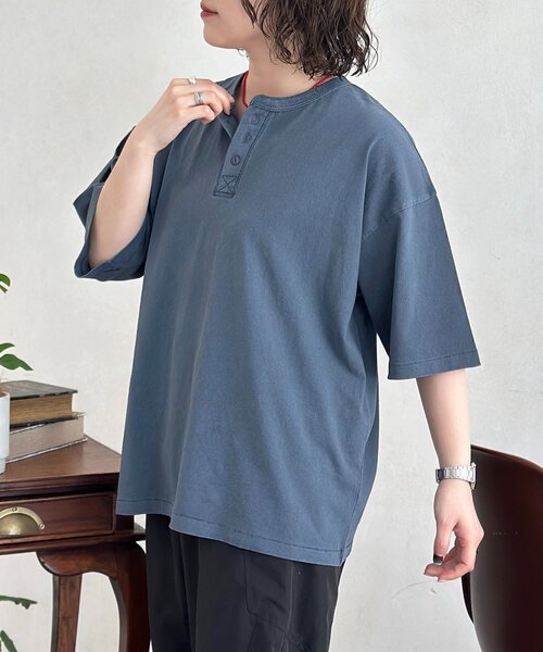 CPCM(シーピーシーエム)の「ベーシックカラーピグメントヘンリーT(Tシャツ/カットソー・メンズ・ブラック/ホワイト/ネイビー・MEDIUM/LARGE)」の21枚目の写真
