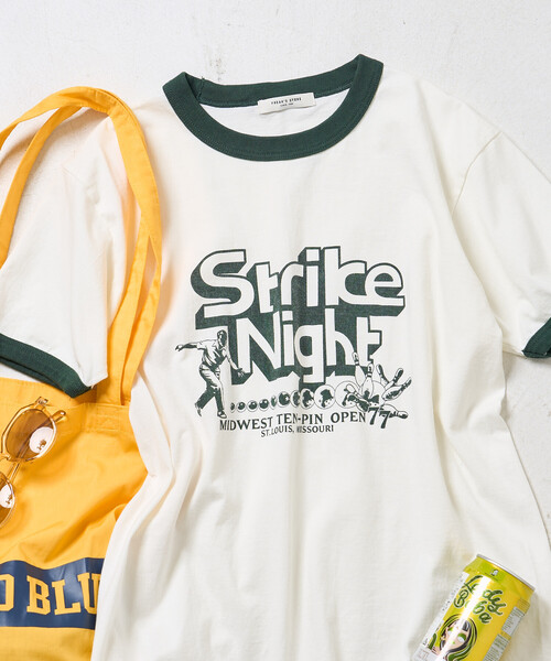 FREAK'S STORE（フリークスストア）の「SPORTS PRINT RINGER T-SHIRT/ロゴプリントTシャツ（Tシャツ/カットソー・レディース・イエロー/ライトグレー/ホワイト・ﾌﾘ-）」の2枚目の写真