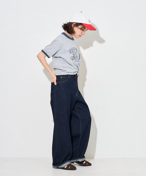 FREAK'S STORE（フリークスストア）の「SPORTS PRINT RINGER T-SHIRT/ロゴプリントTシャツ（Tシャツ/カットソー・レディース・イエロー/ライトグレー/ホワイト・ﾌﾘ-）」の18枚目の写真