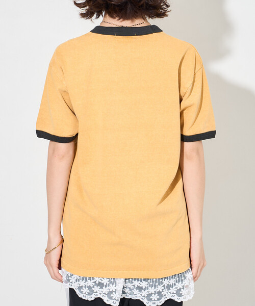 FREAK'S STORE（フリークスストア）の「SPORTS PRINT RINGER T-SHIRT/ロゴプリントTシャツ（Tシャツ/カットソー・レディース・イエロー/ライトグレー/ホワイト・ﾌﾘ-）」の6枚目の写真
