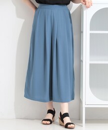 【セットアップ可/S-LL/洗濯機可】上品で涼し気 ゆれる麻調タックスカーチョパンツ