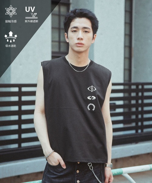 RAGEBLUE（レイジブルー）の「＜接触冷感 / 吸水速乾＞ノースリプリントTシャツ（Tシャツ/カットソー・メンズ・ブラック/ホワイト・MEDIUM/LARGE）」の2枚目の写真