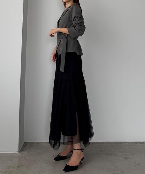 Louere（ルエレ）の「ジャケットsetチュールイレヘムスカート【一部ぺチスカートSET】（セットアップ・レディース・グレー/ベージュ/ブラック・LARGE/MEDIUM/SMALL/X-LARGE）」の17枚目の写真