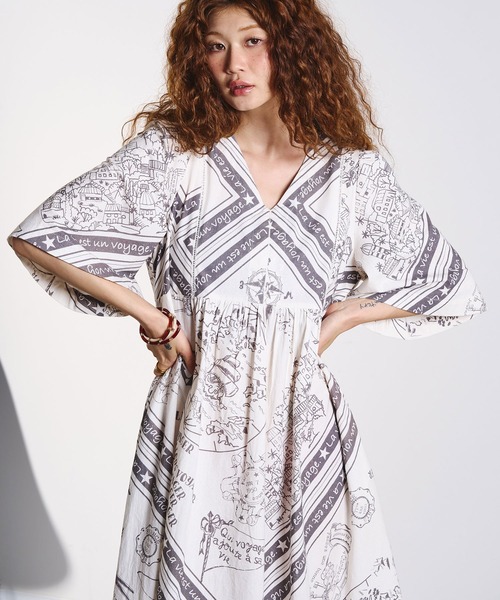 HLAADA(フラーダ)の「HLAADA for ROSEBUD/VOYAGE PRINT DRESS(ワンピース・レディース・ブラウン/ブラック・ONE SIZE)」の10枚目の写真