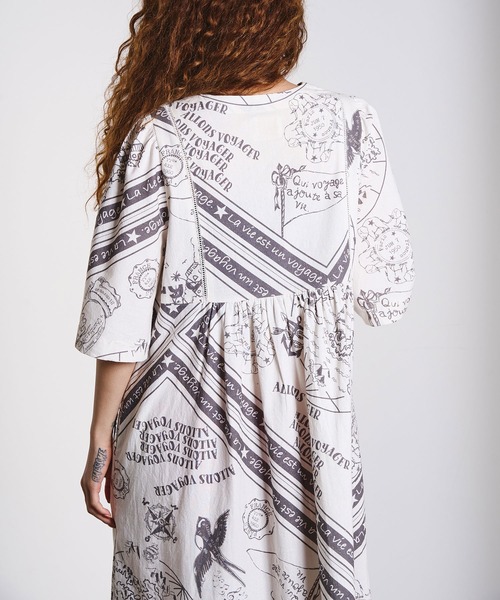 HLAADA(フラーダ)の「HLAADA for ROSEBUD/VOYAGE PRINT DRESS(ワンピース・レディース・ブラウン/ブラック・ONE SIZE)」の12枚目の写真