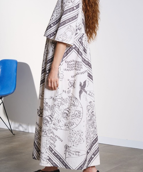 HLAADA(フラーダ)の「HLAADA for ROSEBUD/VOYAGE PRINT DRESS(ワンピース・レディース・ブラウン/ブラック・ONE SIZE)」の13枚目の写真