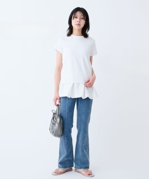 Live in comfort(リブインコンフォート)の「リブ イン コンフォート 接触冷感&抗菌防臭&吸汗速乾!Ohcool(R)IIplus素材の一枚でも重ねてもサマになる 大人のための白Tシャツ(Tシャツ/カットソー・レディース・ホワイト・4L/3L/LL/L/M/S/MP)」の7枚目の写真
