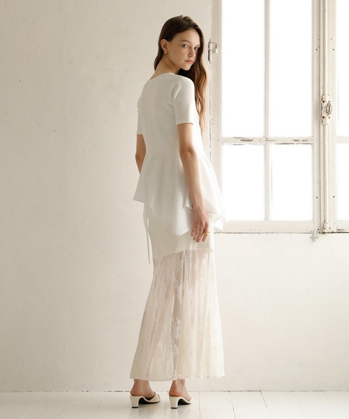 MIELI INVARIANT(ミエリインヴァリアント)の「Stretch Lace Tiered Skirt(スカート・レディース・ブラック/ホワイト・MEDIUM/SMALL)」の12枚目の写真