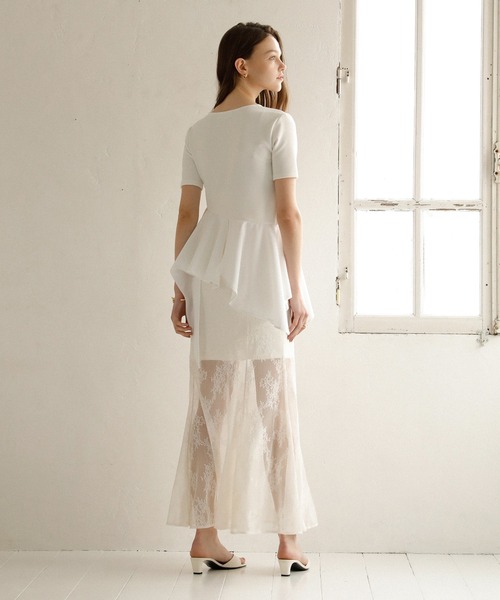 MIELI INVARIANT(ミエリインヴァリアント)の「Stretch Lace Tiered Skirt(スカート・レディース・ブラック/ホワイト・MEDIUM/SMALL)」の13枚目の写真