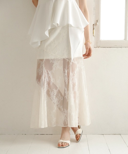 MIELI INVARIANT(ミエリインヴァリアント)の「Stretch Lace Tiered Skirt(スカート・レディース・ブラック/ホワイト・MEDIUM/SMALL)」の19枚目の写真