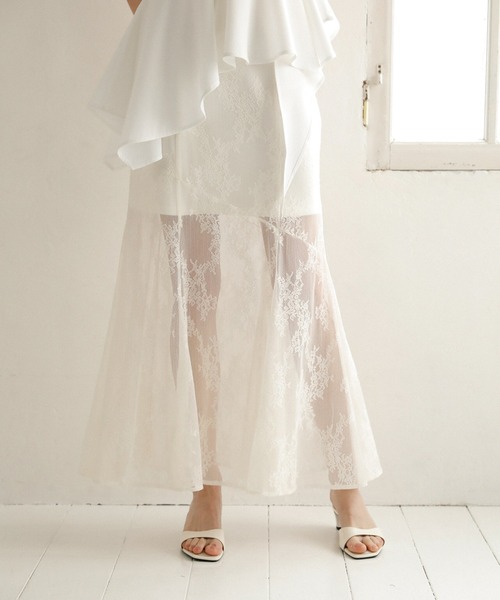 MIELI INVARIANT(ミエリインヴァリアント)の「Stretch Lace Tiered Skirt(スカート・レディース・ブラック/ホワイト・MEDIUM/SMALL)」の20枚目の写真