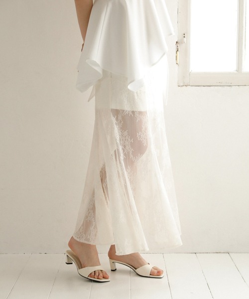 MIELI INVARIANT(ミエリインヴァリアント)の「Stretch Lace Tiered Skirt(スカート・レディース・ブラック/ホワイト・MEDIUM/SMALL)」の21枚目の写真