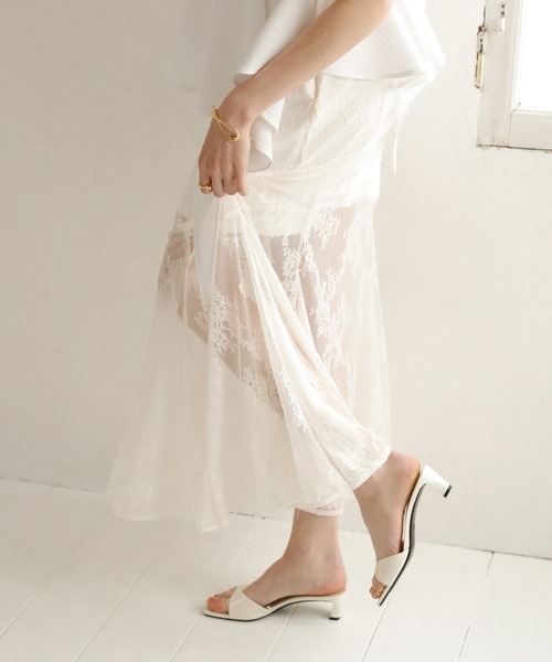 MIELI INVARIANT(ミエリインヴァリアント)の「Stretch Lace Tiered Skirt(スカート・レディース・ブラック/ホワイト・MEDIUM/SMALL)」の22枚目の写真