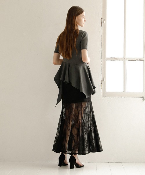 MIELI INVARIANT(ミエリインヴァリアント)の「Stretch Lace Tiered Skirt(スカート・レディース・ブラック/ホワイト・MEDIUM/SMALL)」の9枚目の写真