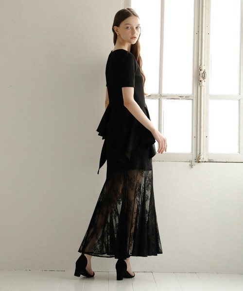 MIELI INVARIANT(ミエリインヴァリアント)の「Stretch Lace Tiered Skirt(スカート・レディース・ブラック/ホワイト・MEDIUM/SMALL)」の5枚目の写真