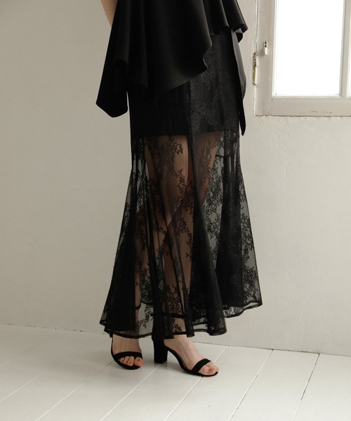 MIELI INVARIANT(ミエリインヴァリアント)の「Stretch Lace Tiered Skirt(スカート・レディース・ブラック/ホワイト・MEDIUM/SMALL)」の16枚目の写真