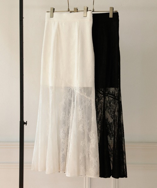 MIELI INVARIANT(ミエリインヴァリアント)の「Stretch Lace Tiered Skirt(スカート・レディース・ブラック/ホワイト・MEDIUM/SMALL)」の15枚目の写真