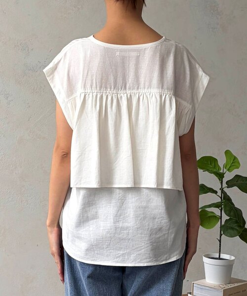 Chez toi(シェトワ)の「バックフリルスキッパーブラウス(シャツ/ブラウス・レディース・ブラック/ホワイト/グリーン系・FREE)」の13枚目の写真