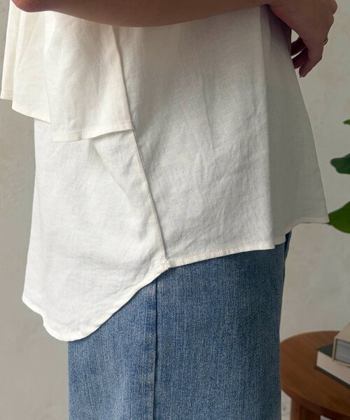 Chez toi(シェトワ)の「バックフリルスキッパーブラウス(シャツ/ブラウス・レディース・ブラック/ホワイト/グリーン系・FREE)」の16枚目の写真