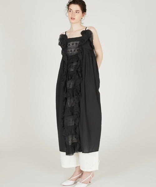 crinkle crinkle crinkle(クリンクルクリンクルクリンクル)の「【crinkle crinkle crinkle】liver lace vintage like cami dress/リヴァーレースヴィンテージライクキャミドレス(ワンピース・レディース・ブラック/ドット・FREE)」の3枚目の写真