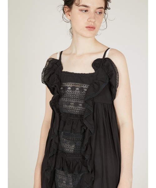 crinkle crinkle crinkle(クリンクルクリンクルクリンクル)の「【crinkle crinkle crinkle】liver lace vintage like cami dress/リヴァーレースヴィンテージライクキャミドレス(ワンピース・レディース・ブラック/ドット・FREE)」の4枚目の写真