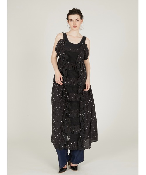 crinkle crinkle crinkle(クリンクルクリンクルクリンクル)の「【crinkle crinkle crinkle】liver lace vintage like cami dress/リヴァーレースヴィンテージライクキャミドレス(ワンピース・レディース・ブラック/ドット・FREE)」の8枚目の写真