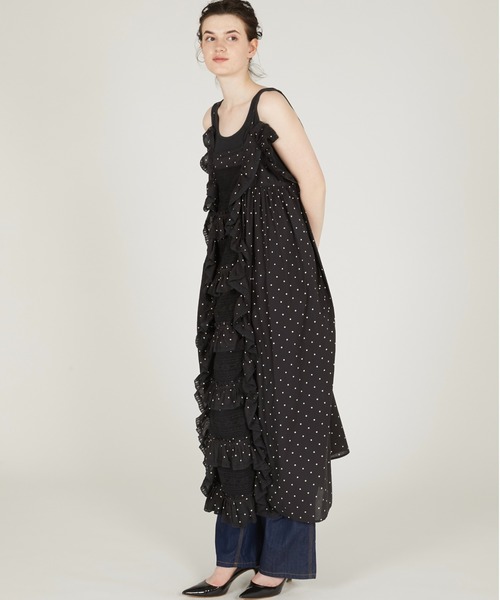 crinkle crinkle crinkle(クリンクルクリンクルクリンクル)の「【crinkle crinkle crinkle】liver lace vintage like cami dress/リヴァーレースヴィンテージライクキャミドレス(ワンピース・レディース・ブラック/ドット・FREE)」の9枚目の写真