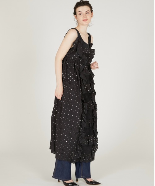 crinkle crinkle crinkle(クリンクルクリンクルクリンクル)の「【crinkle crinkle crinkle】liver lace vintage like cami dress/リヴァーレースヴィンテージライクキャミドレス(ワンピース・レディース・ブラック/ドット・FREE)」の11枚目の写真
