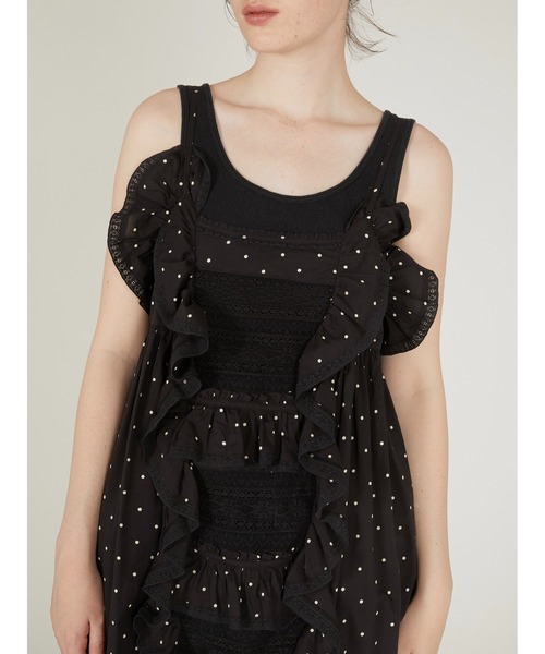 crinkle crinkle crinkle(クリンクルクリンクルクリンクル)の「【crinkle crinkle crinkle】liver lace vintage like cami dress/リヴァーレースヴィンテージライクキャミドレス(ワンピース・レディース・ブラック/ドット・FREE)」の12枚目の写真