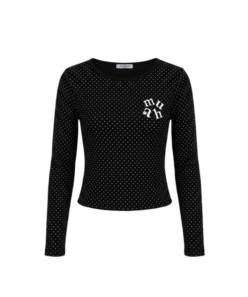 muahmuah（ムーアムーア）の「ドットラウンドクロップ長袖Tシャツ[ブラック]（Tシャツ/カットソー・レディース・ブラック・FREE）」の10枚目の写真