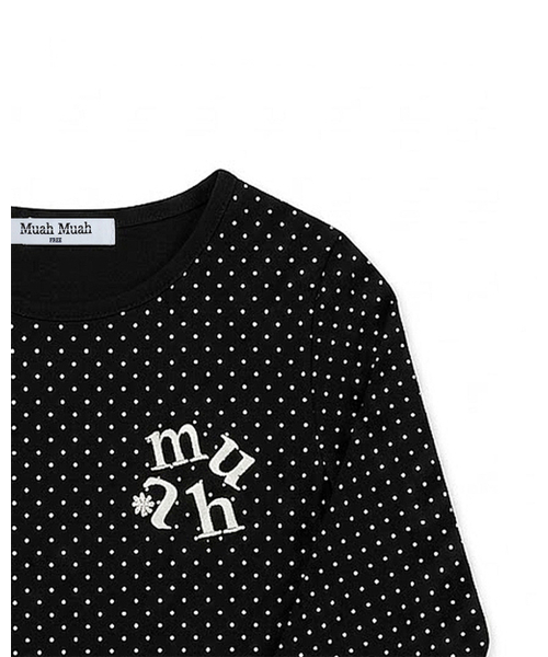 muahmuah（ムーアムーア）の「ドットラウンドクロップ長袖Tシャツ[ブラック]（Tシャツ/カットソー・レディース・ブラック・FREE）」の11枚目の写真