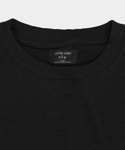 LETTERCOMO（レテルコモ）の「エアウェーブシャールストライプ半袖Tシャツブラック（Tシャツ/カットソー・メンズ・ブラック・LARGE/MEDIUM）」の4枚目の写真