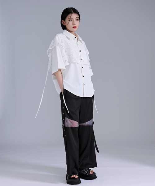 Ellno Loset(エルノロゼット)の「ハトメベルトガラキリカエパンツ(スラックス・メンズ・チャコール/ブラック・X-SMALL/LARGE/MEDIUM/SMALL)」の9枚目の写真