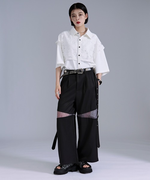 Ellno Loset(エルノロゼット)の「ハトメベルトガラキリカエパンツ(スラックス・メンズ・チャコール/ブラック・X-SMALL/LARGE/MEDIUM/SMALL)」の8枚目の写真