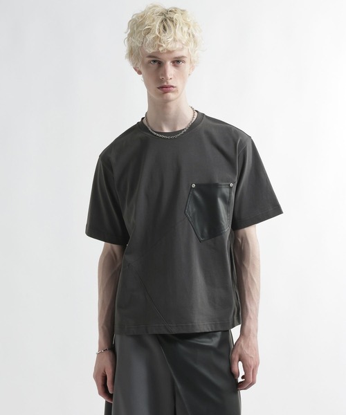 HARE(ハレ)の「【SET UP対応】ビルディングレザーポケットカットソー(HARE)(Tシャツ/カットソー・メンズ・グレー/ブラック・FREE)」の9枚目の写真