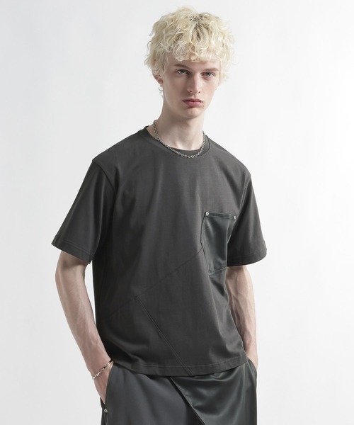 HARE(ハレ)の「【SET UP対応】ビルディングレザーポケットカットソー(HARE)(Tシャツ/カットソー・メンズ・グレー/ブラック・FREE)」の10枚目の写真