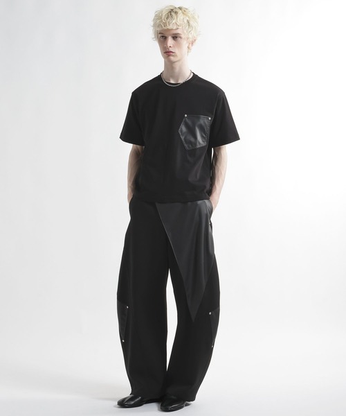 HARE(ハレ)の「【SET UP対応】ビルディングレザーポケットカットソー(HARE)(Tシャツ/カットソー・メンズ・グレー/ブラック・FREE)」の4枚目の写真