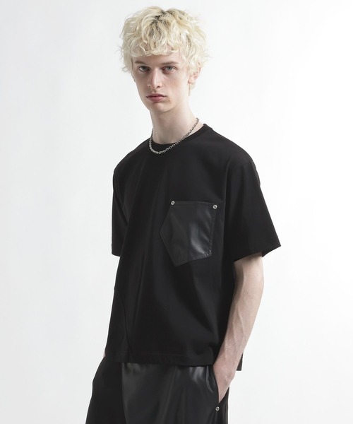 HARE(ハレ)の「【SET UP対応】ビルディングレザーポケットカットソー(HARE)(Tシャツ/カットソー・メンズ・グレー/ブラック・FREE)」の7枚目の写真