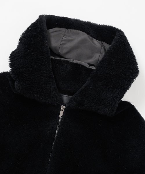 LEFTSEOUL（レフトソウル）の「リアル羊毛フード付きジャケット [ブラック]（ムートンコート・レディース・その他・SMALL）」の3枚目の写真