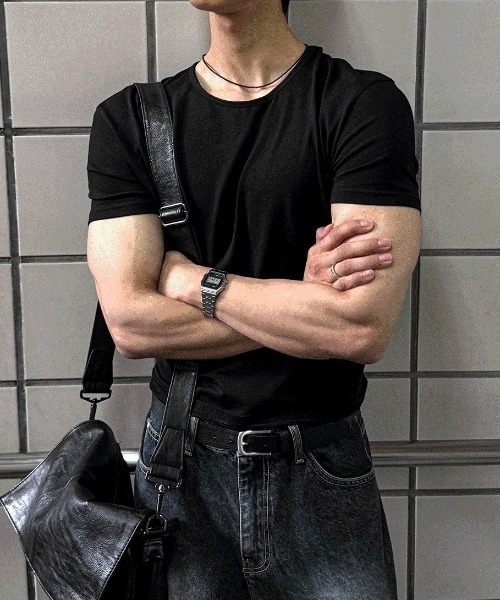 COSYHARU(コシハル)の「プレミアムエッセンシャルクロップマッスルT(Tシャツ/カットソー・メンズ・ホワイト/ライトグレー/カーキ/チャコール/ブラック・LARGE/MEDIUM)」の12枚目の写真
